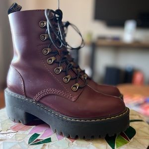 Dr. Martens Leona Platform Lace-Up Boots in Oxblood